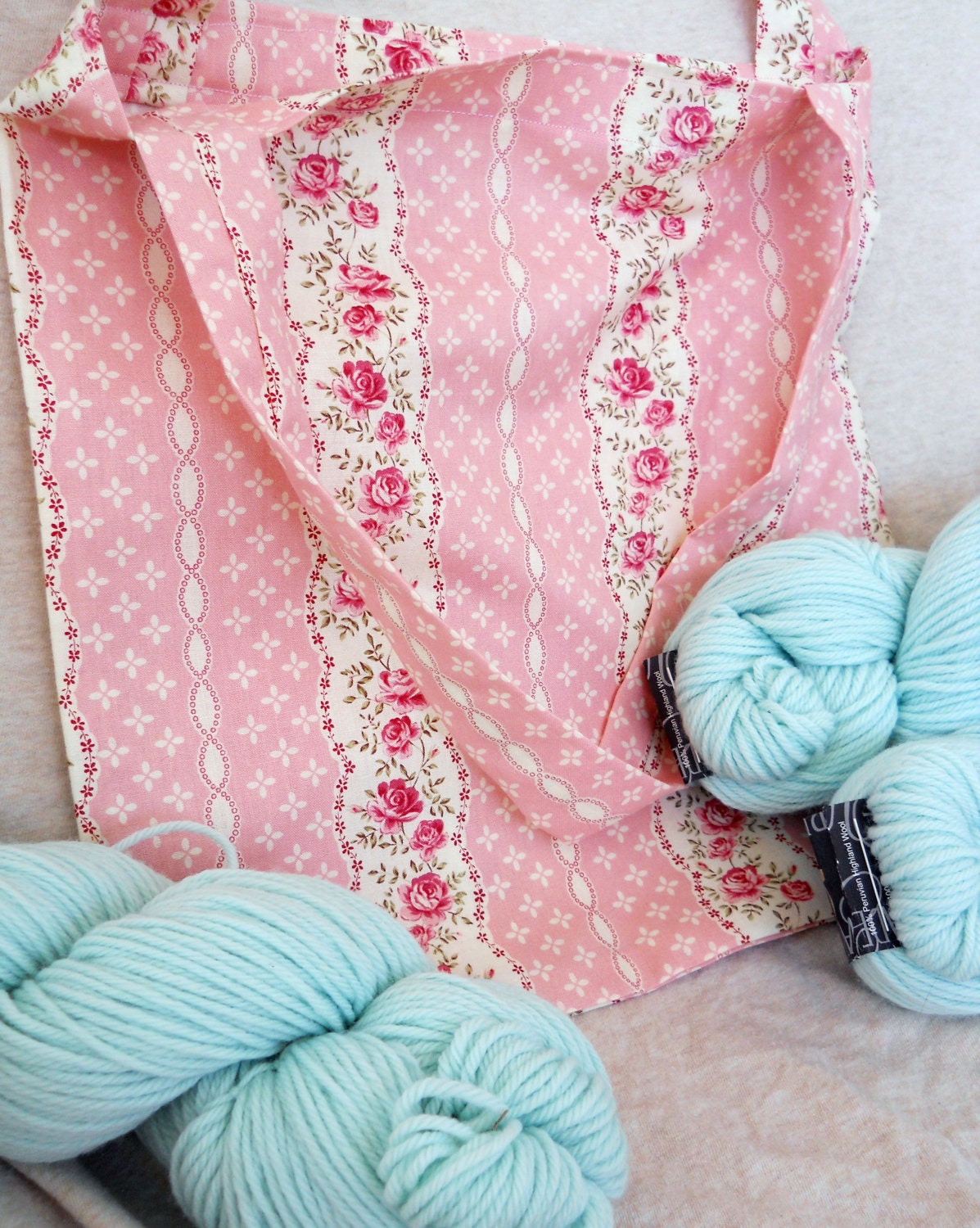 Cute Pink Floral Rose Tote Bag