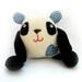 Stuffed Handmade Panda Bear heart Decor Plushie Safe Soft Softie Toddler BabyToy for Children Cotton Polar Fleece blue