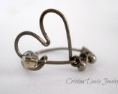 Wire Heart Ring, Rustic, Minimalist, Tiny Treasures, Vintage Brass, Boho Chic