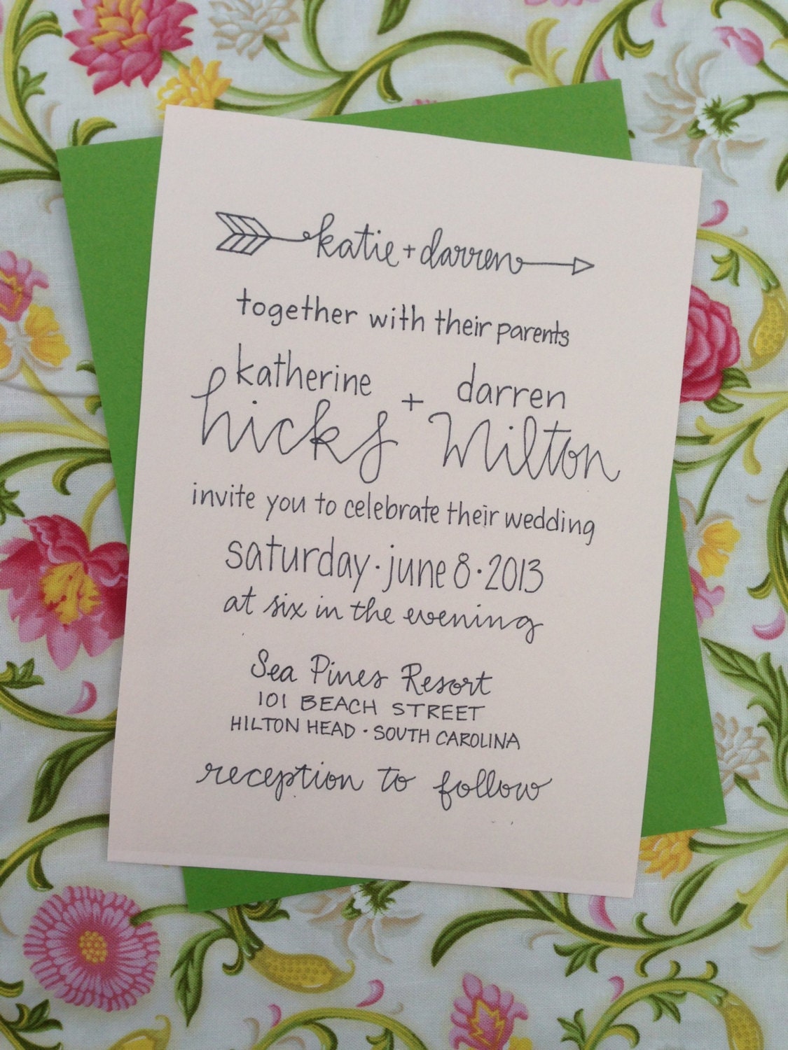 Arrow Wedding Invitation Calligraphy