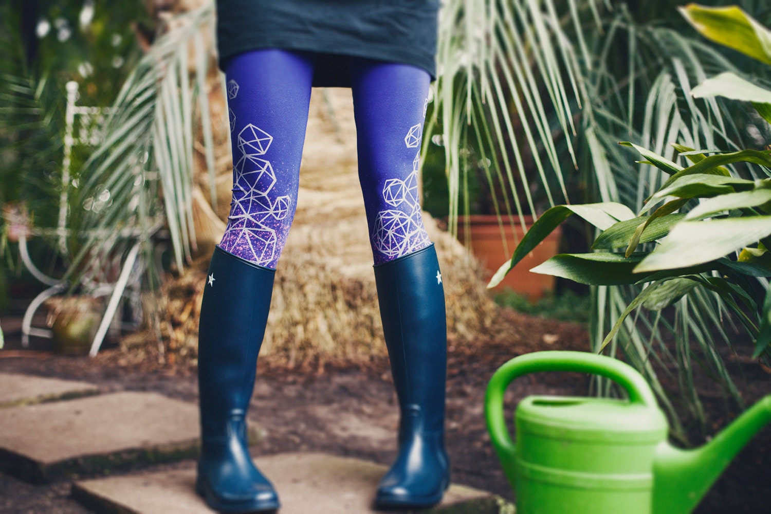 Violet crystal leggings- with diamond print