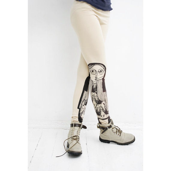 Girl in boots- ivory leggings