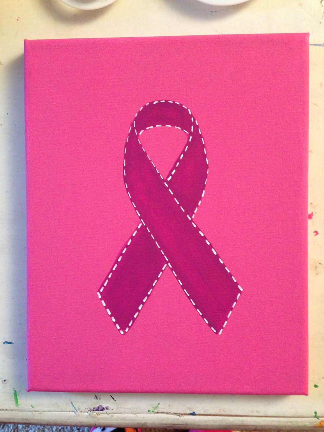 Pink Ribbon Canvas 8x10 - Can be customized