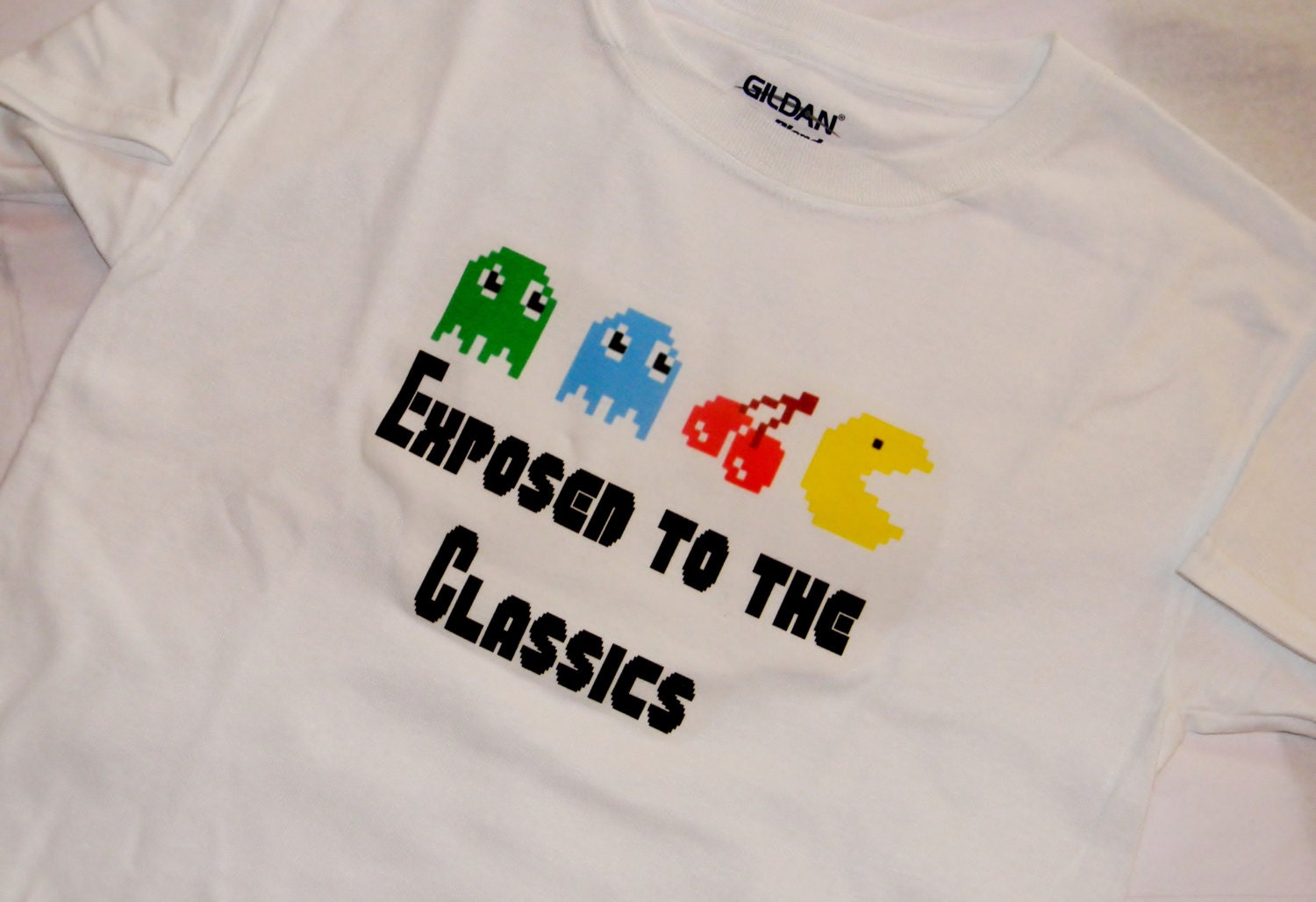 Kids Pacman T-Shirt. Exposed to the Classics. Retro Gamer Inspired. Can Be Customized By Size.