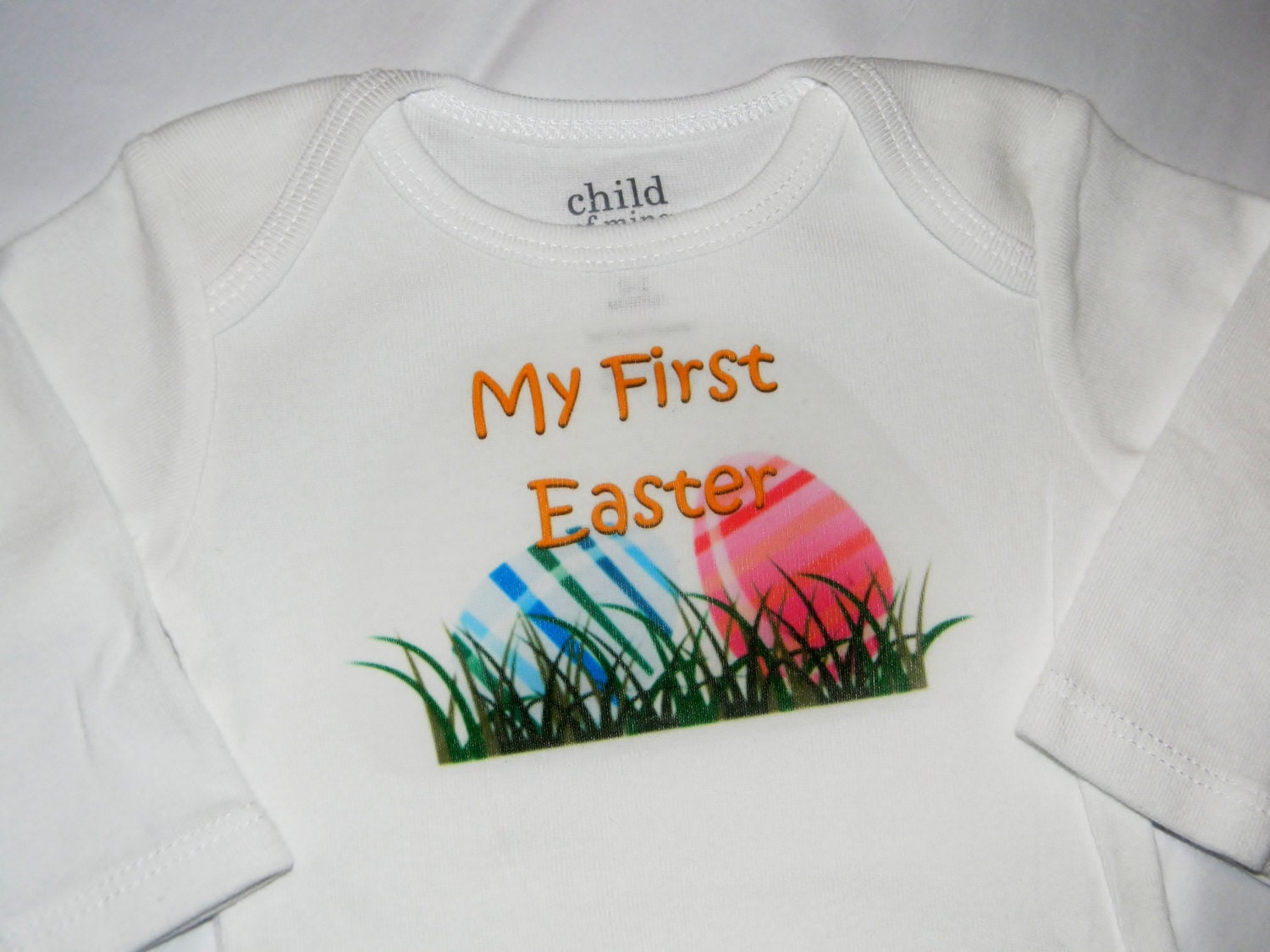 Baby's First Easter Bodysuit. Long Sleeve Onesie. Can Be Customized By Size.