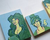 Painting of Woman with Big Hair and Goldfish - EarlyMorningProjects