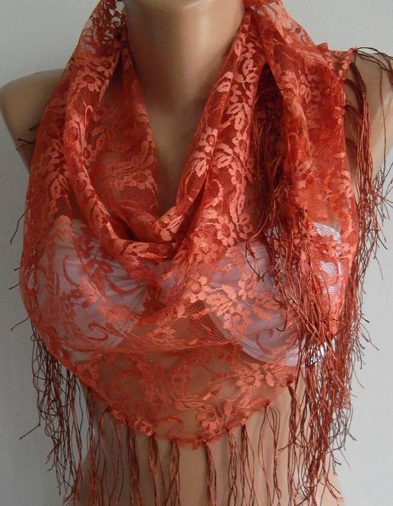 Copper Color  lace scarf shawl Mothers Day gift