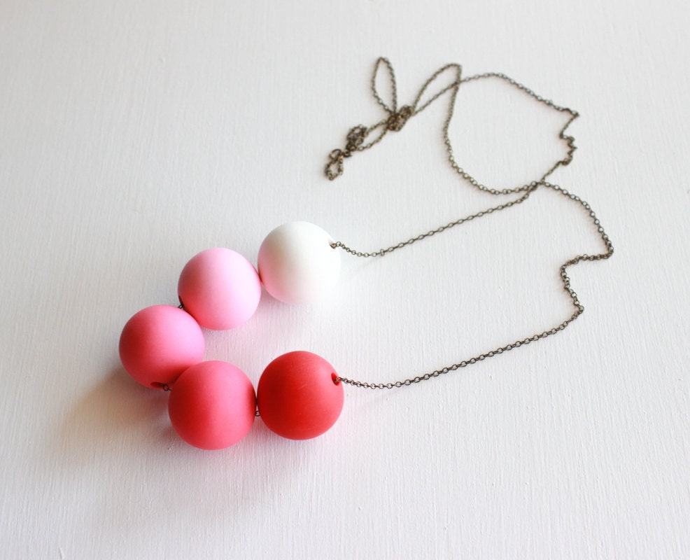 Ombre Beaded Polymer Clay Statement Necklace, Ombre Necklace