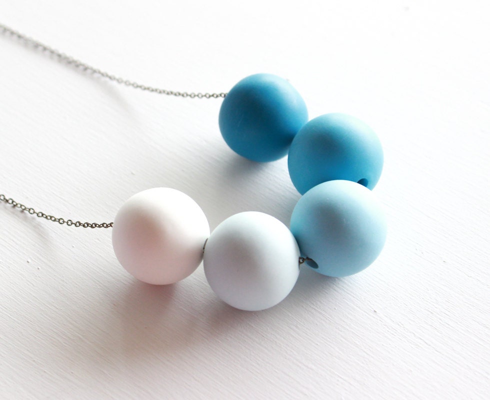 Ombre Beaded Polymer Clay Statement Necklace, Ombre Necklace