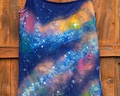 Hand painted milky way galaxy nebula space universe stars vest top