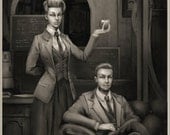 Bioshock Infinites Rosalind and Robert Lutece portrait 9"x12"