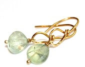 Prehnite Earrings Celadon Mint Simple Gold Loop Delicate Gemstone Everyday Jewelry