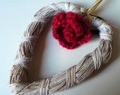 Rose hair tie, crocheted, for ponytails, bridesmaid hair accessory,