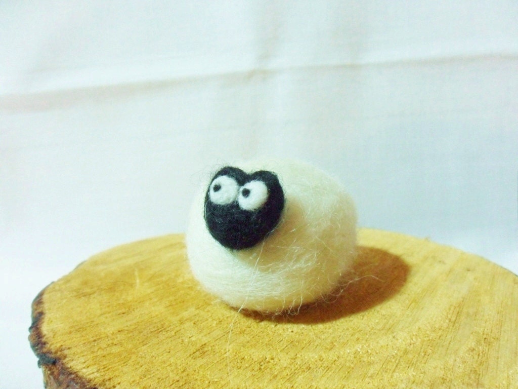 Needle Felted Sheep -  fluffy white sheep figure - 100% Shetland wool - wool felt sheep