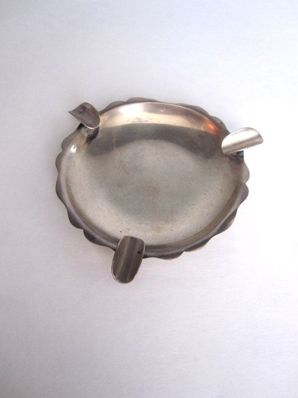 Vintage Silver Plated Three Pronged Cigar Tray/Catch All Chilean Silver