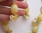 Grape jewelry - Yellow jewelry set - Handmade necklace and earrings