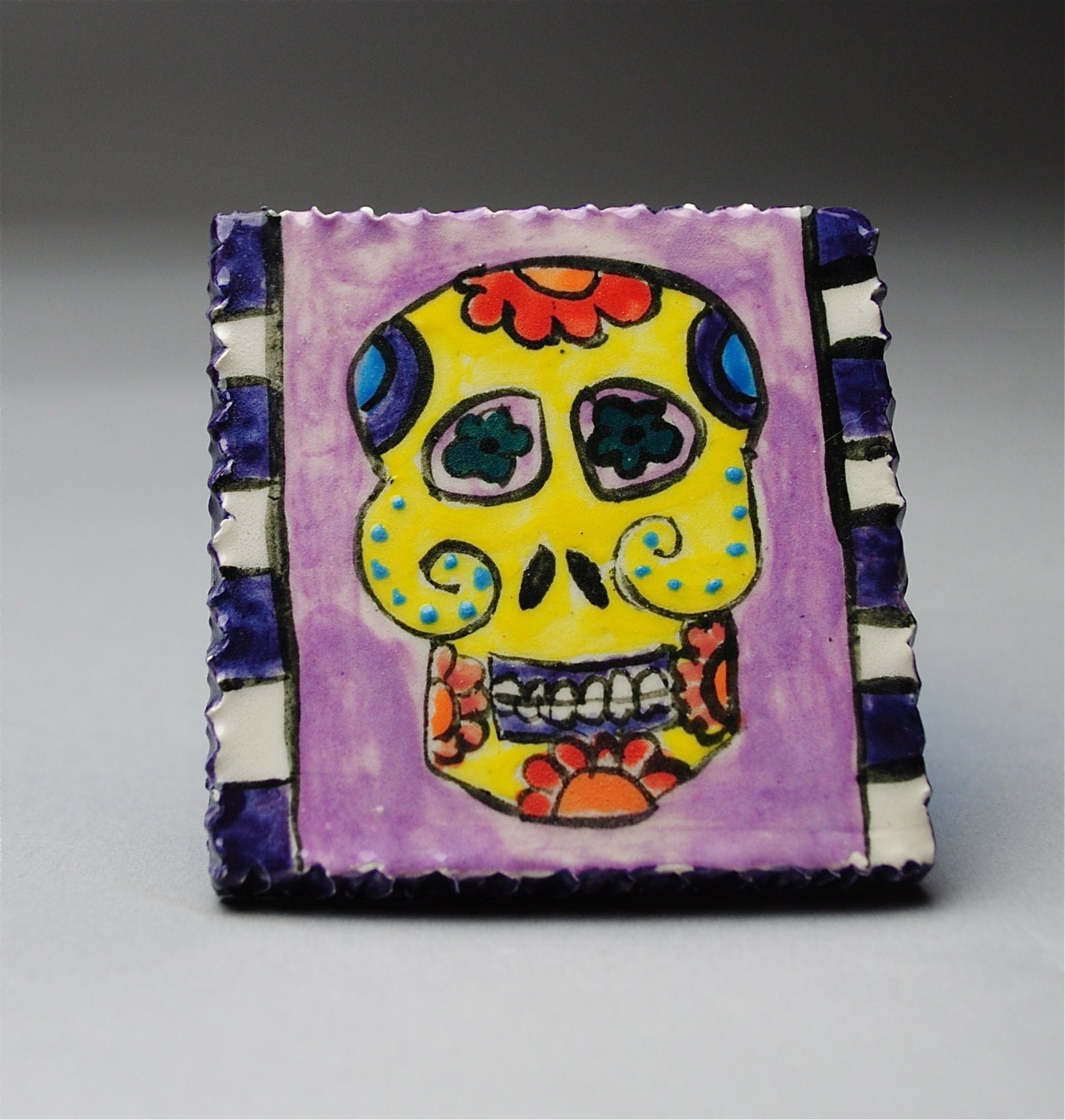 Magnet Skull and Flowers