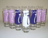 4 Wedding Glasses, Personalized Bachelorette/Bridesmaid Shot Glasses, Wedding Party Glasses