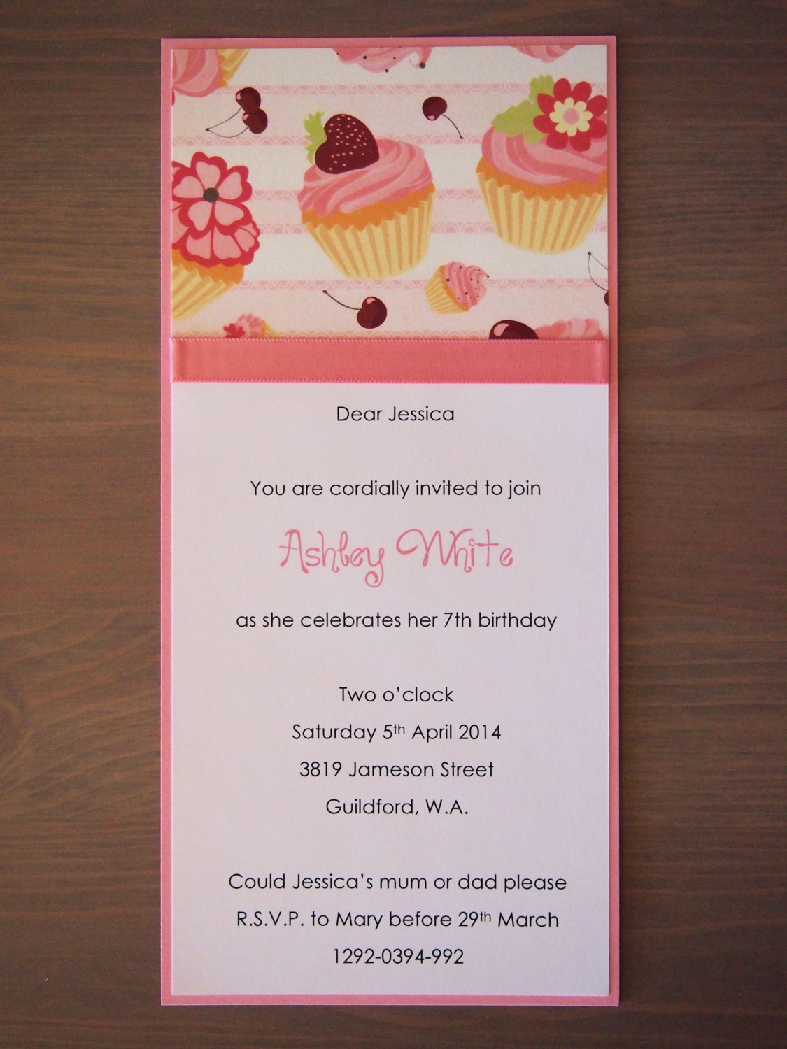 Strawberry Cupcake Party Invitation (Customizable) - SAMPLE ONLY