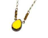 Chain Necklace: Teardrop Necklace, Sunflower Yellow, Simple Necklace, Yellow Jewelry, Art Deco Jewelry