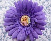 Rapunzel flower hair clip disney princess hair bow purple bottle cap gerbera girls teen woman hair accessories