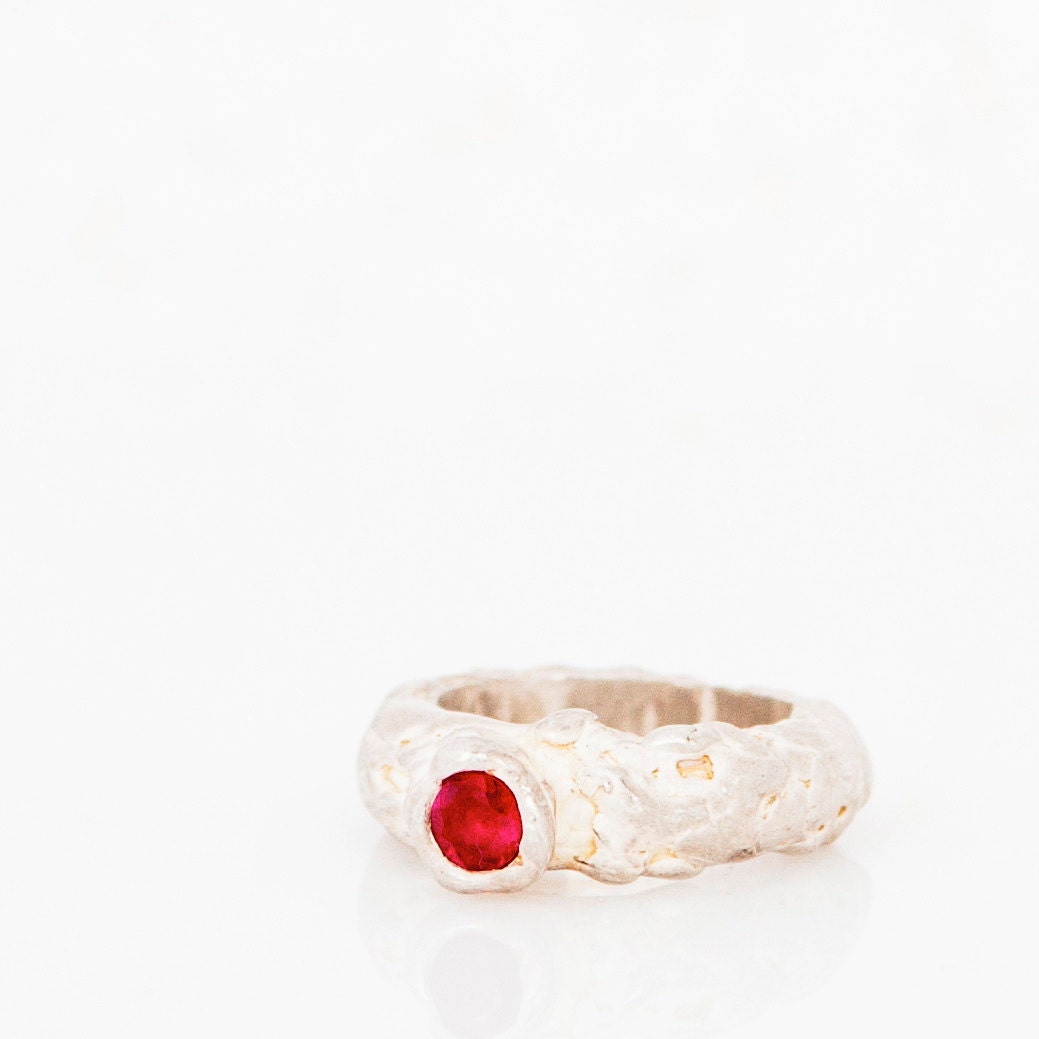 Silver ring with ruby