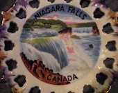 Hand Painted Niagra Falls Canada Vintage Collectors Plate with Decorative Edge