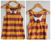 Striped Mustard Bow Tank Top - Small - Limited Edition