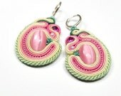 Soutache Earrings. Hand Embroidered Soutache Earrings. Pink Earrings. Soutache Jewelry.