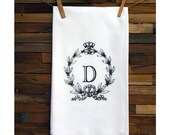 100% Cotton Flour Sack Chef's Kitchen Dish Towel Vintage Monogram Great Hostess Gift