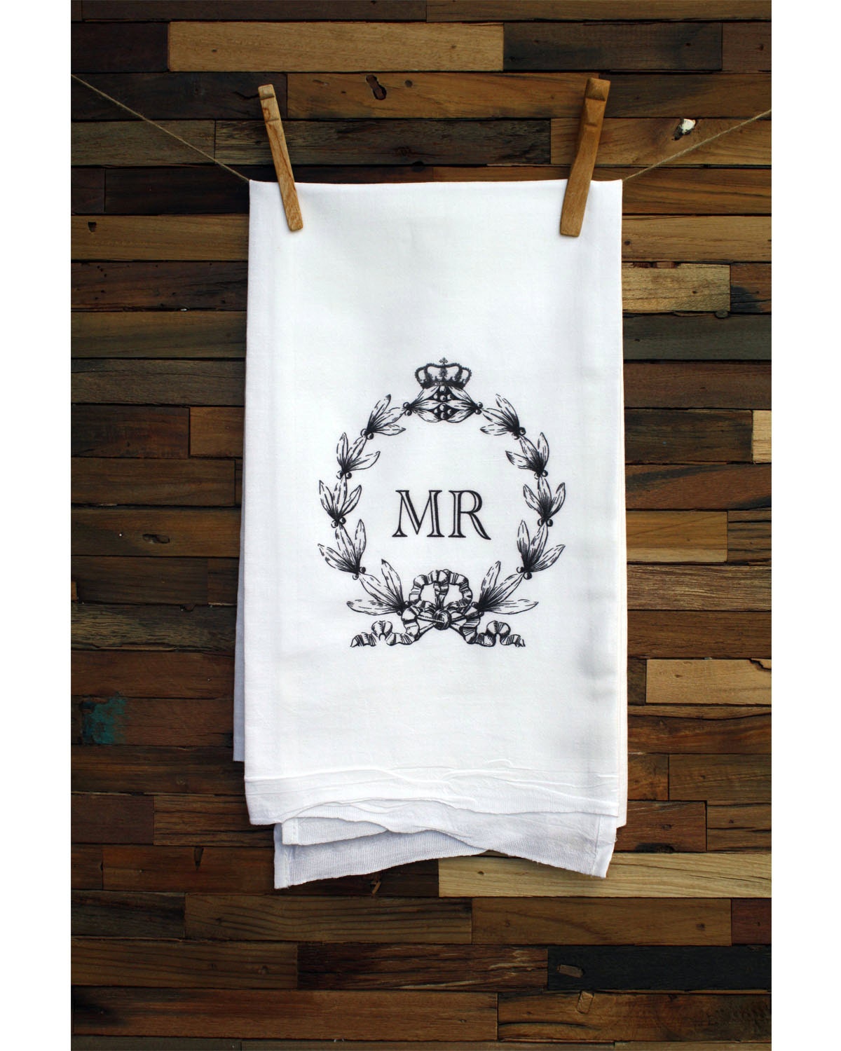 100% Cotton Flour Sack Chef's Kitchen Dish Towel Vintage Monogram "Mr" Great Wedding Gift