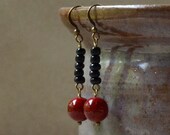 Dark Red Black Drop Earrings Antique Bronze Beaded Oxblood Boho Fashion Dangles Jewelry Victorian Matching Jewellery Set Free Shipping