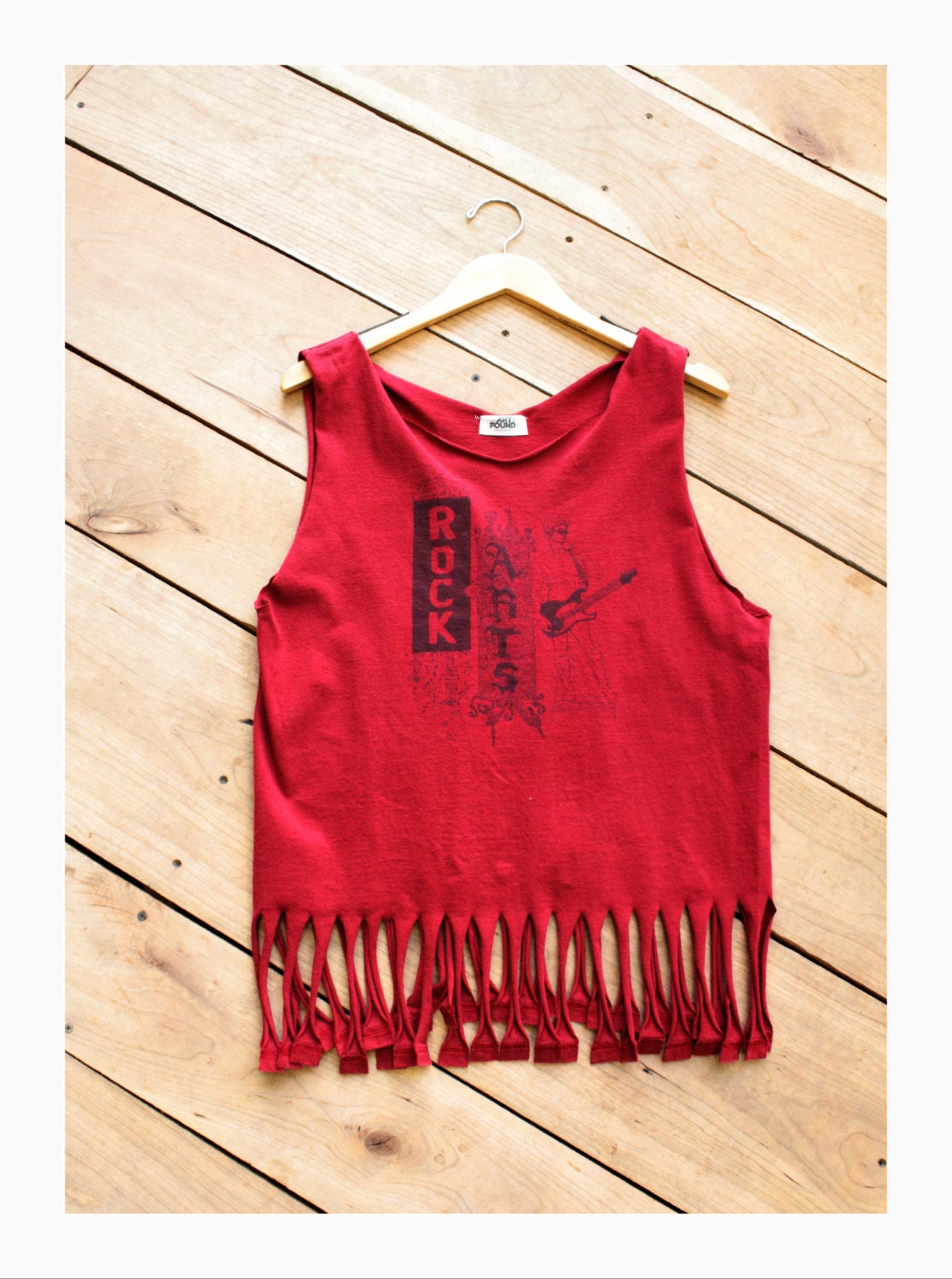 handmade crop tops with fringe. recycled cotton tshirt tank tops. one of a kind. one size. ready to ship
