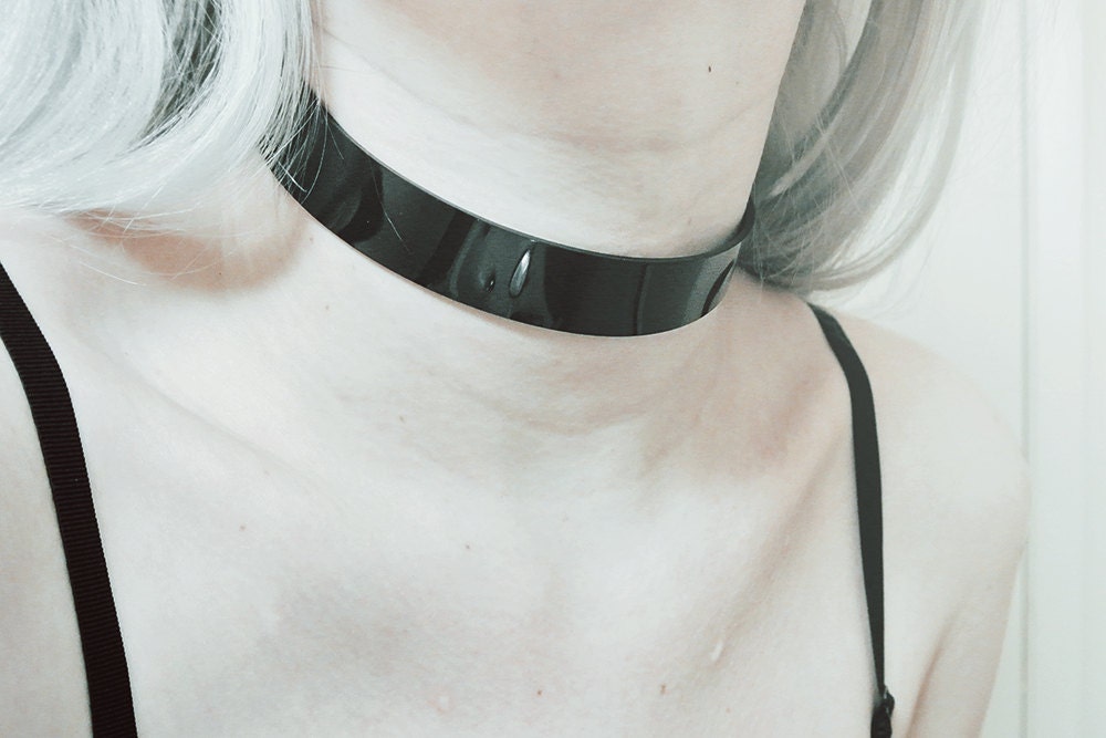 Black Vinyl Choker, collar, plastic, pvc