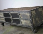 Vintage Industrial Media Console/Credenza. Retro, rustic, urban/modern design. Reclaimed wood top. (buffet,sideboard) Mid century.