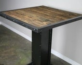 Bistro/Dining table. Modern industrial design. Reclaimed wood & steel. Great for restaurant or bar furniture.