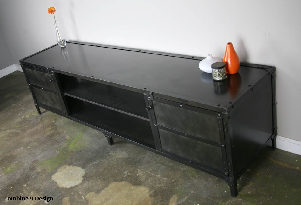 Vintage Industrial Media Console/TV Stand (credenza). Custom Sizes/Configurations available. Urban loft, retro, minimalilst hutch.