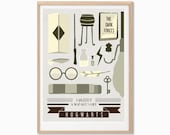 A Wizard s Life At Hogwarts : Personalised Custom Modern Illustration Retro Cool Art Wall Decor Print A3 11 x 16