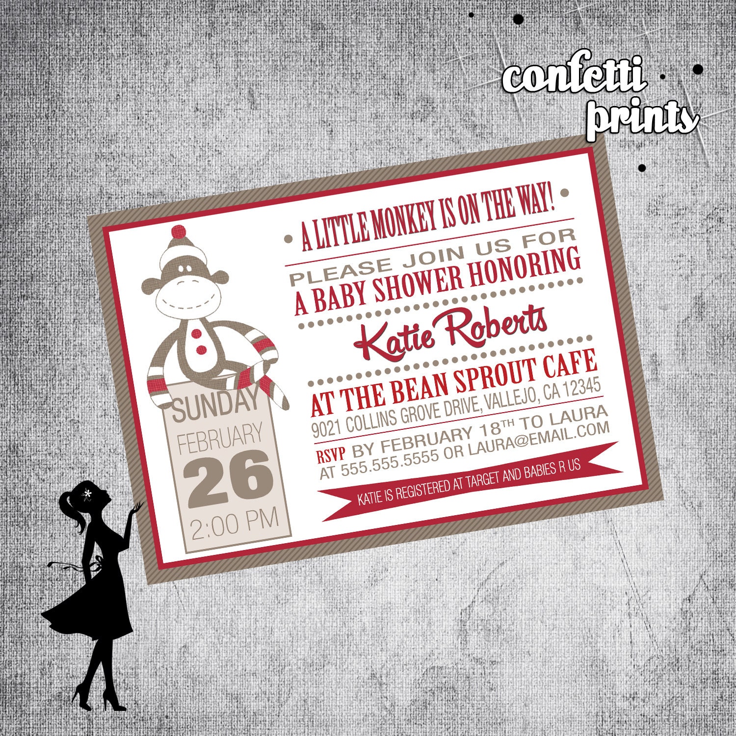 Baby Shower Invitation - LITTLE MONKEY Printable Il_570xn