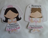 Unique Personalized Girl First Communion, Christening, Baptism, Birthday or Baby Shower Party Favor Gift Tags or Any Occassion