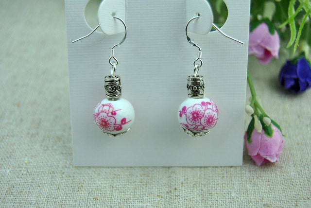 Fashion flower beads earring,Beautiful ceramic beads earrings, handmade jewelry,Gril's gift  ERO10