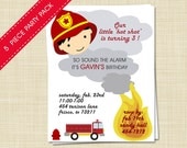 Fireman, Firetruck, Firefighter Printable DIY Birthday Party Invitation -