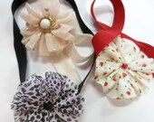 Flower headbands - Set of 3 - Ballerina Headbands - Peach - Red flowers - Print Animal Print - Leopard - Childrens Headbands