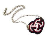 Nautical Necklace, Knot Necklace, Cord Rope Necklace, White Blue Red, Chain Necklace, Sailor Knot, Love Knot Necklace, OOAK