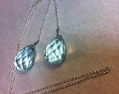 Pale Blue Crystal Teardrops on Sterling Silver Box-Chain Lariat