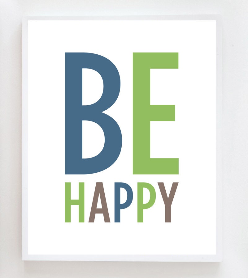 8x10 Be Happy Wall Art Print