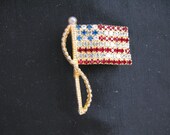 American Flag Brooch, Rhinestones Rafaella Flag Pin