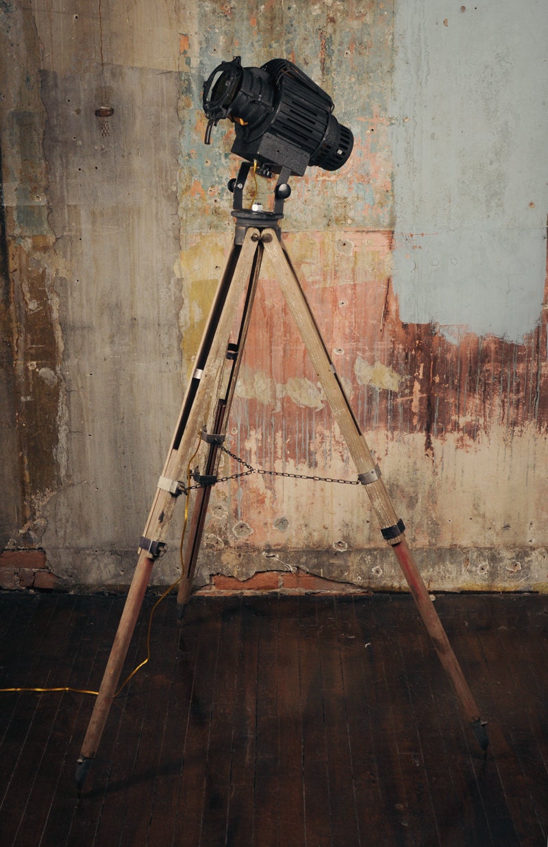 floor lamp from vintage theater light and tripod