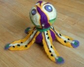Hand felted sculpture with lots of colors