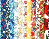 Liberty Charm Square Pack Red Orange Yellow Blue Aqua 16 Charm pieces 5 inch Tana Lawn Fabric Charms